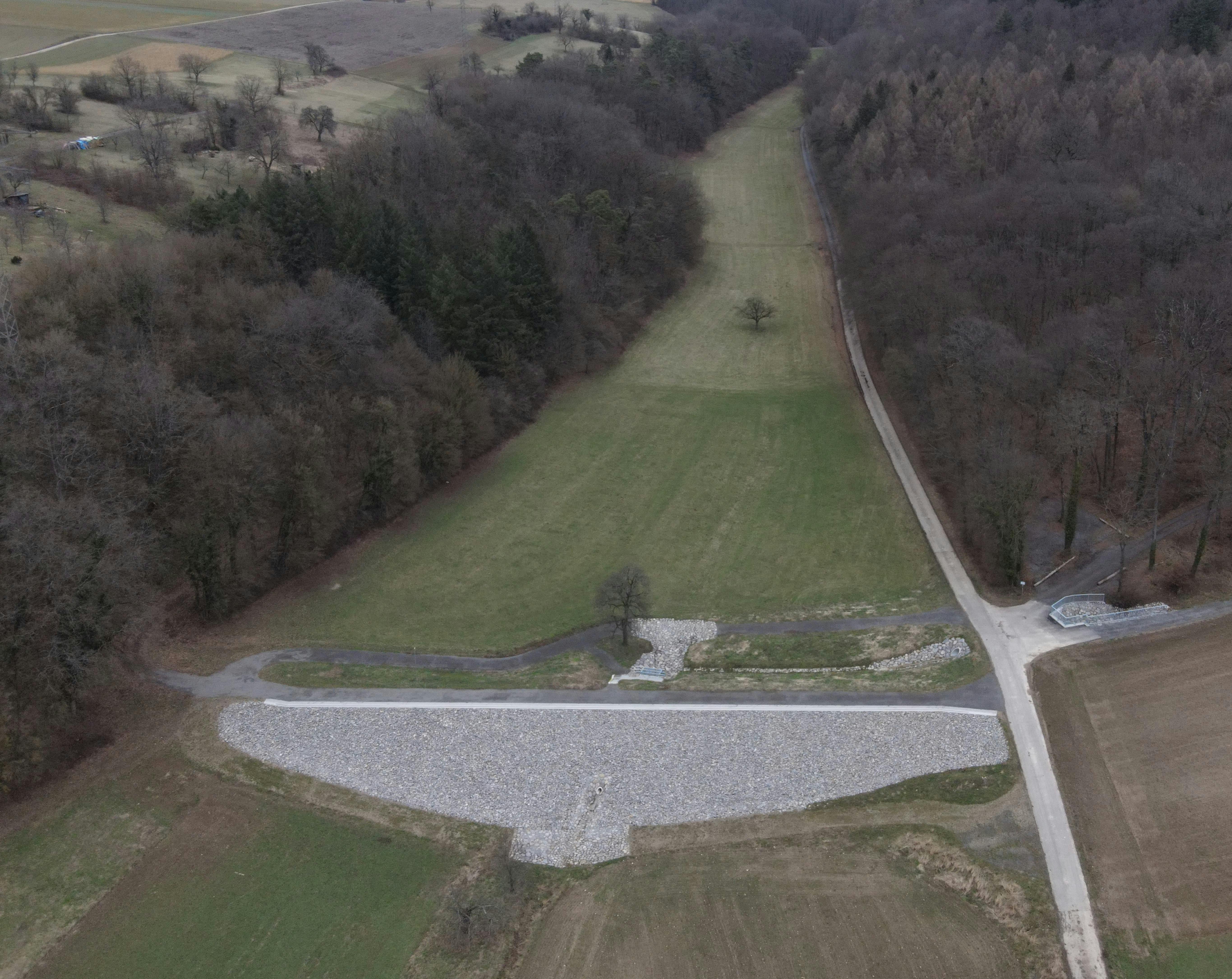 Drohnenluftbild HRB Lindtal nach der Sanierung